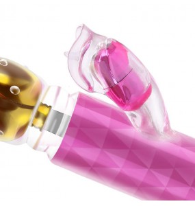 MizzZee Tongue Lick Stimulator Thrusting Rotating Beads Vibrator (Chargeable - Rose Red)